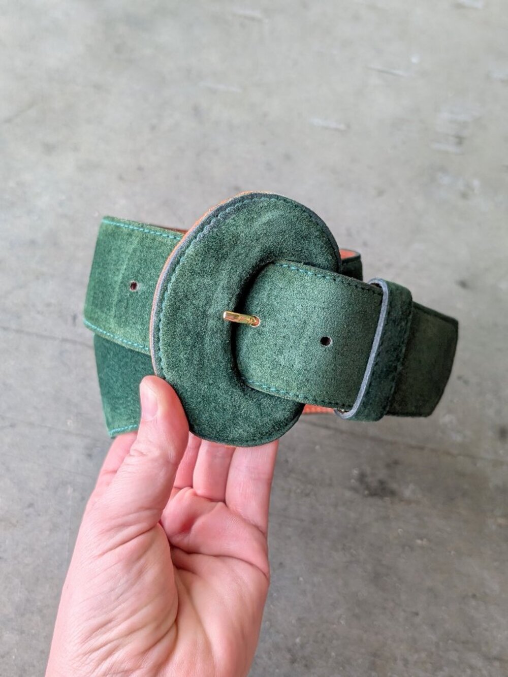 Vintage 80s Talbots Wide Green Suede Belt medium